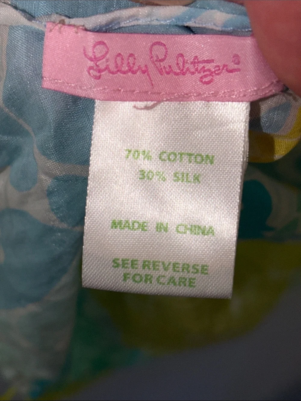 Lilly Pulitzer scarf in turquoise, yellow, lime green and white